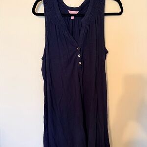 Lilly Pulitzer Navy Sleeveless Henley Tank